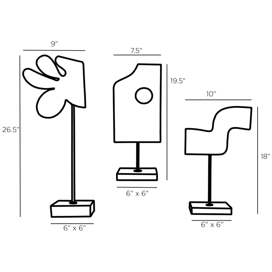 Arteriors Uri Sculptures, 3-Piece Set