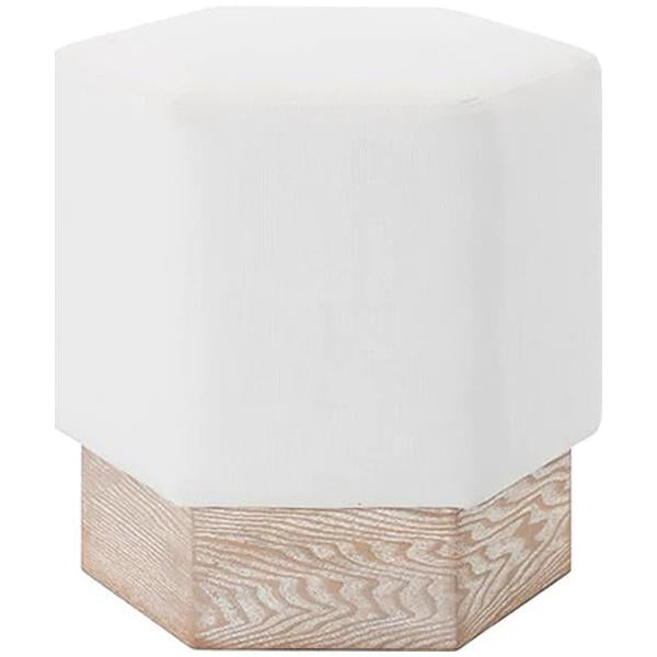 Worlds Away Asher Stool in White Linen