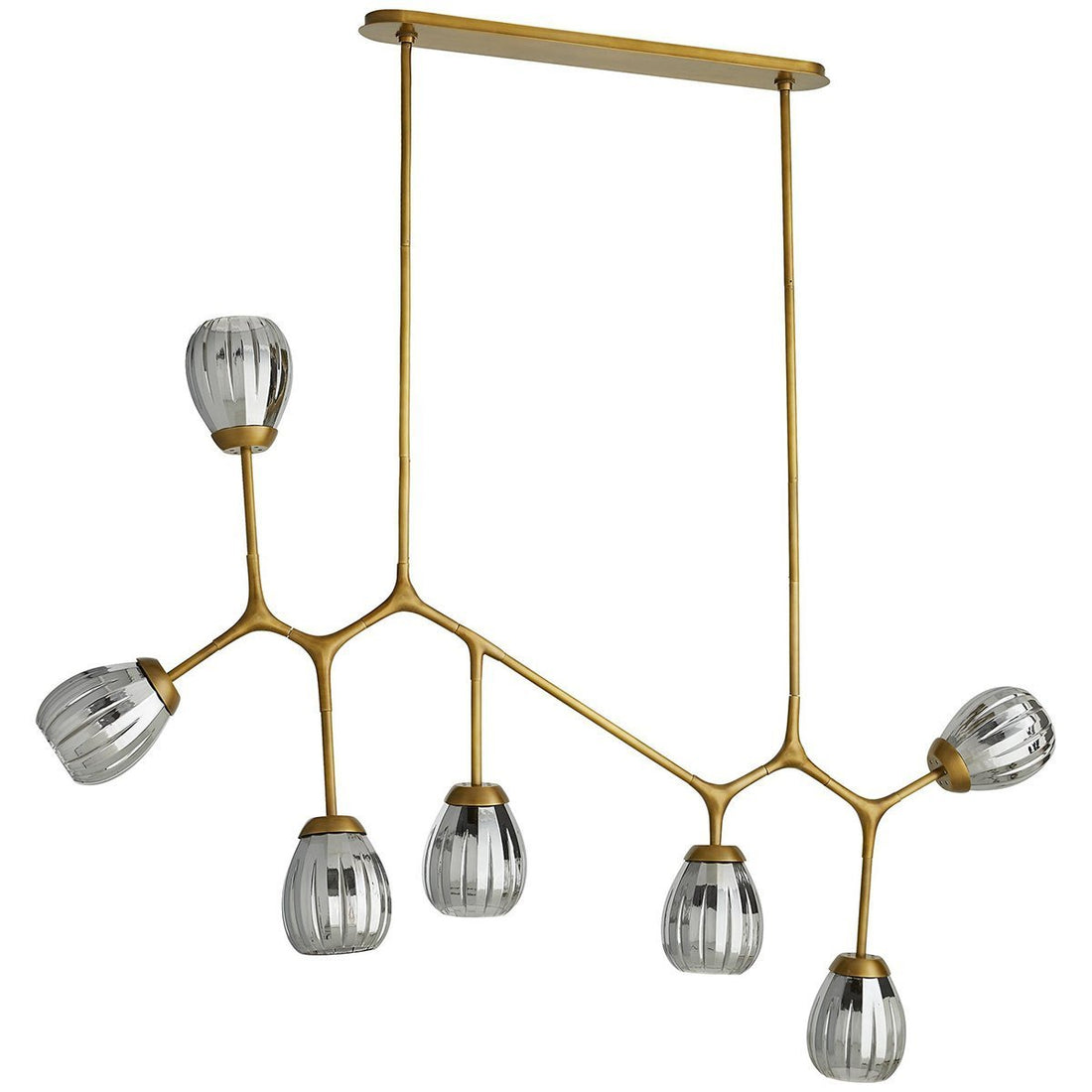 Arteriors Smyth Chandelier - Antique Brass, Smoke Luster Glass