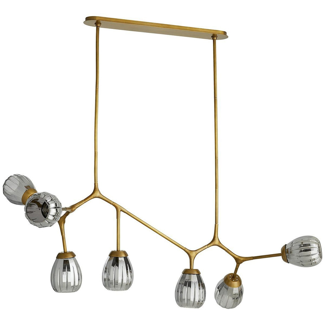 Arteriors Smyth Chandelier - Antique Brass, Smoke Luster Glass