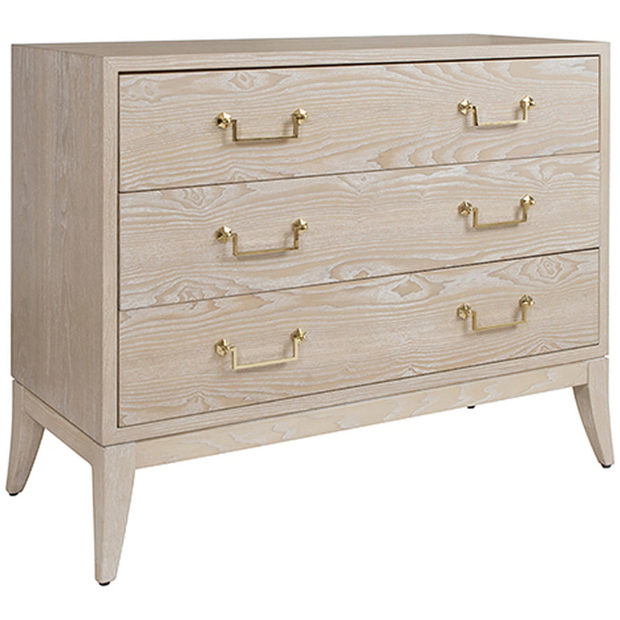 Worlds Away Sabre Leg 3-Drawer Chest with Brass Swing Handle