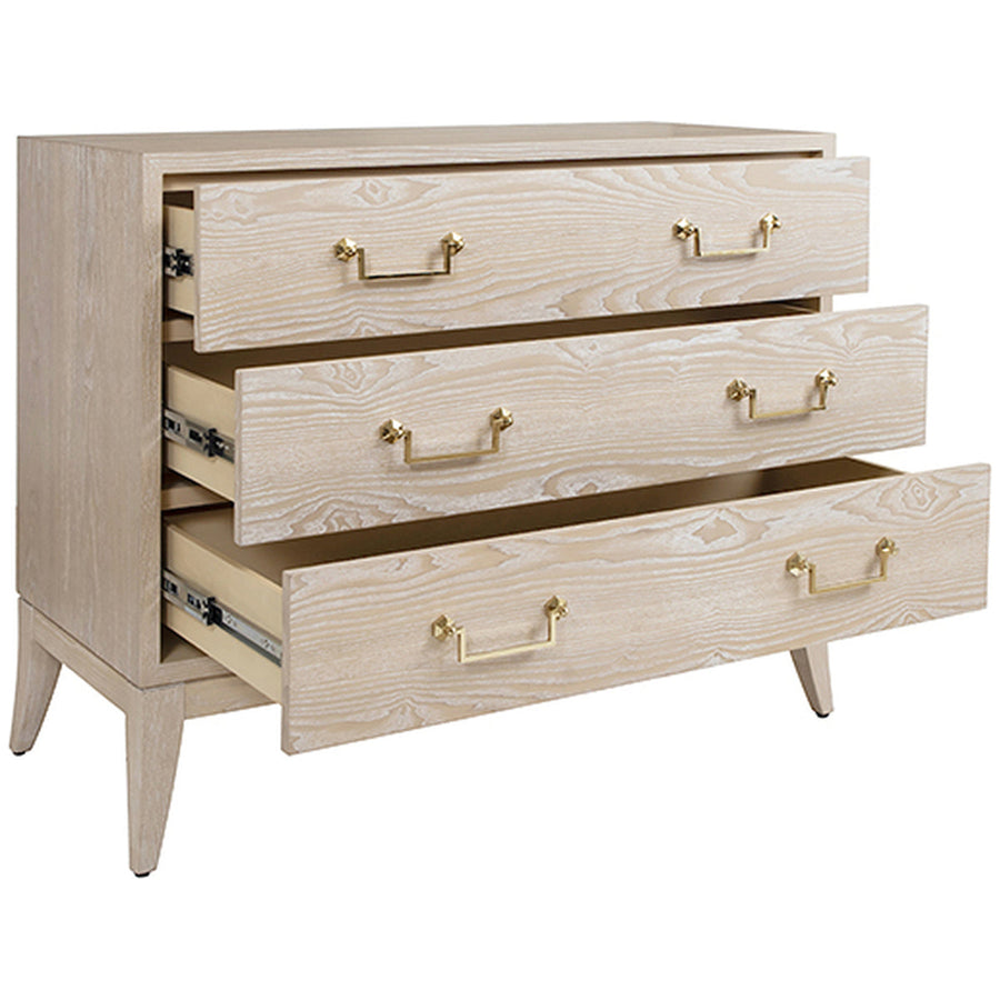 Worlds Away Sabre Leg 3-Drawer Chest with Brass Swing Handle