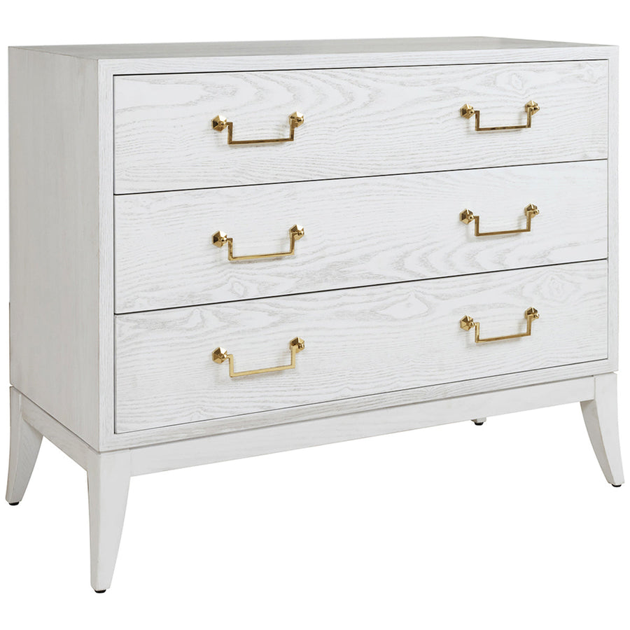 Worlds Away Sabre Leg 3-Drawer Chest with Brass Swing Handle