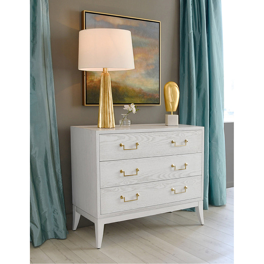 Worlds Away Sabre Leg 3-Drawer Chest with Brass Swing Handle