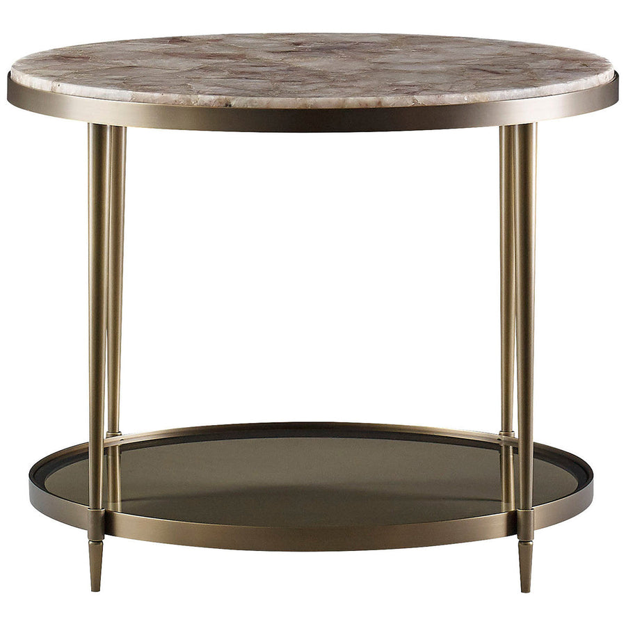 Baker Furniture Oberon End Table with Rose Quartz Top BA3659