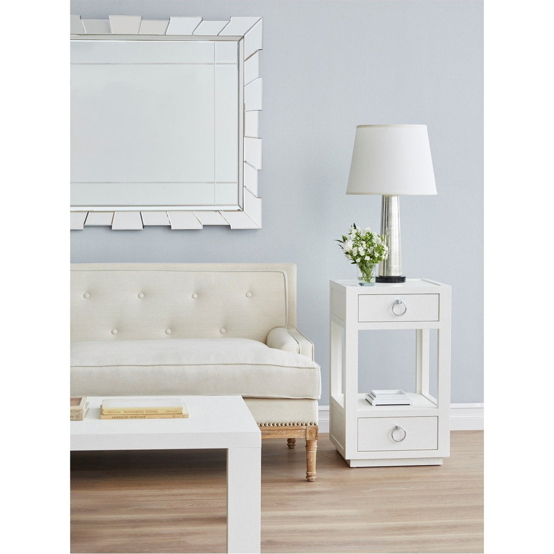 Villa & House White Camilla 2-Drawer Side Table