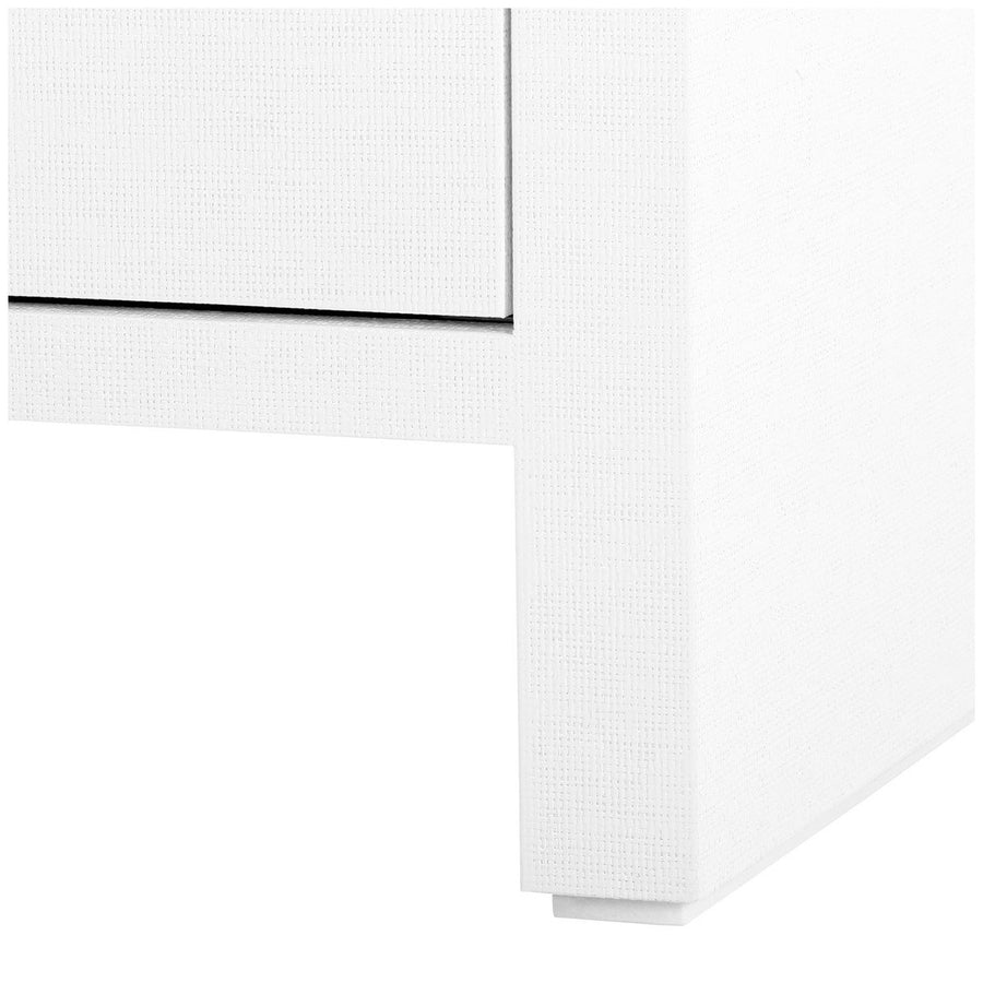 Villa & House Morgan Grasscloth 3-Drawer Side Table in White