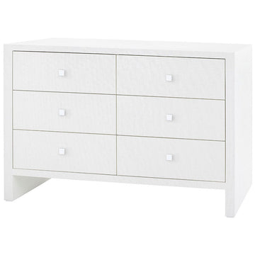 Villa & House Morgan Grasscloth Extra Large 6-Drawer Dresser in White