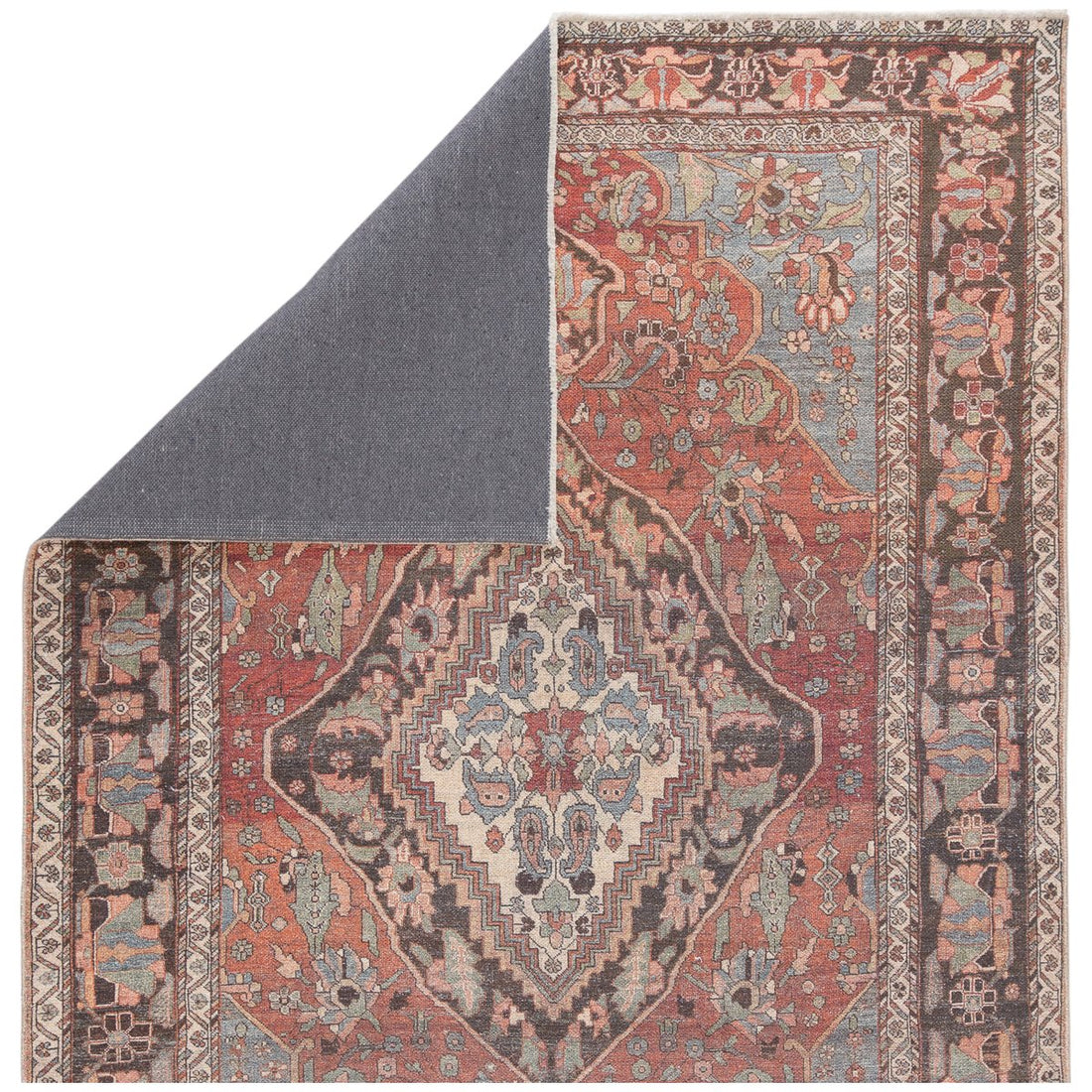 Jaipur Boheme Wesleyan Medallion Border Rust Gray BOH18 Rug