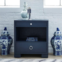 Villa & House Frances 2-Drawer Side Table - Navy Blue