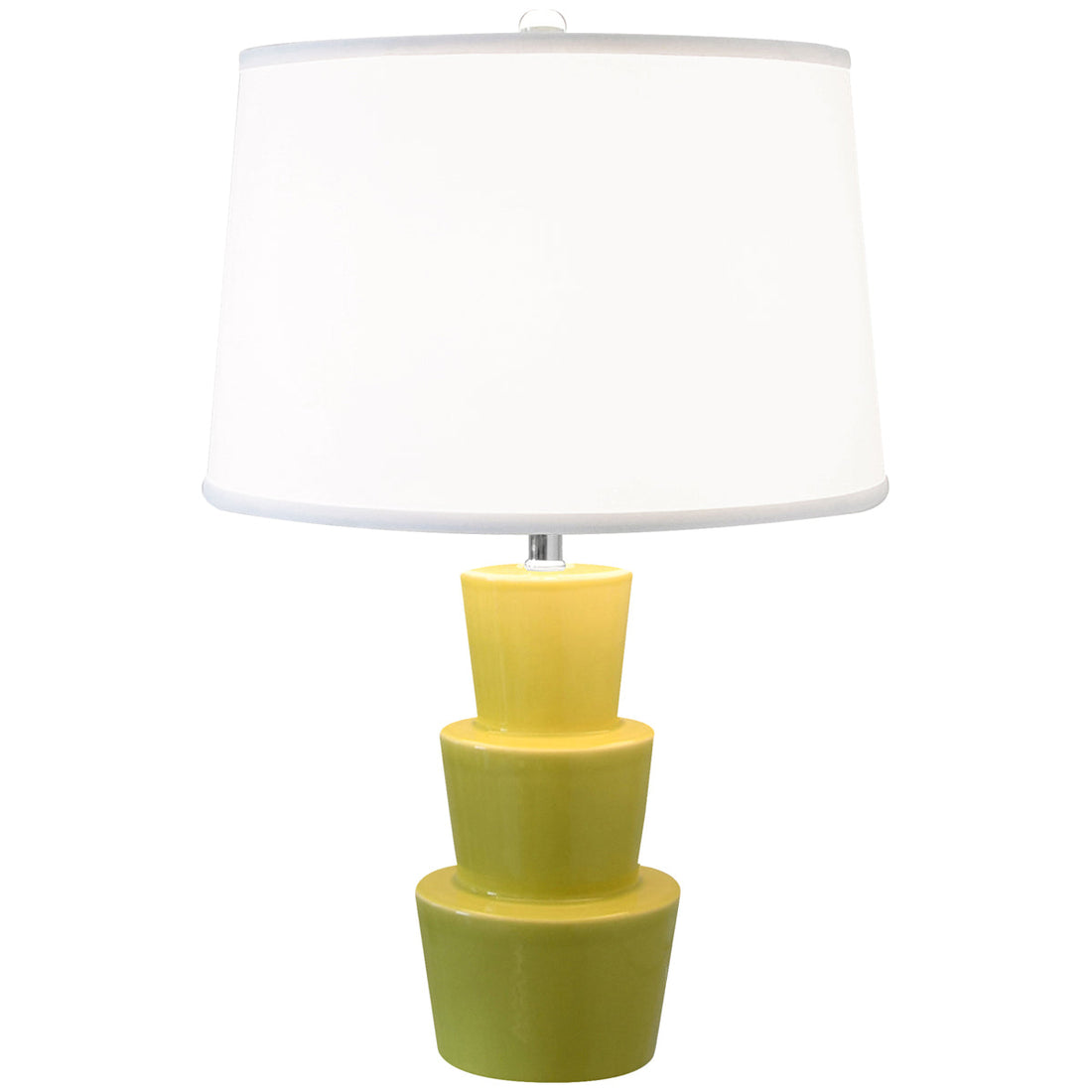 Worlds Away 3-Tier Ceramic Table Lamp with White Linen Shade