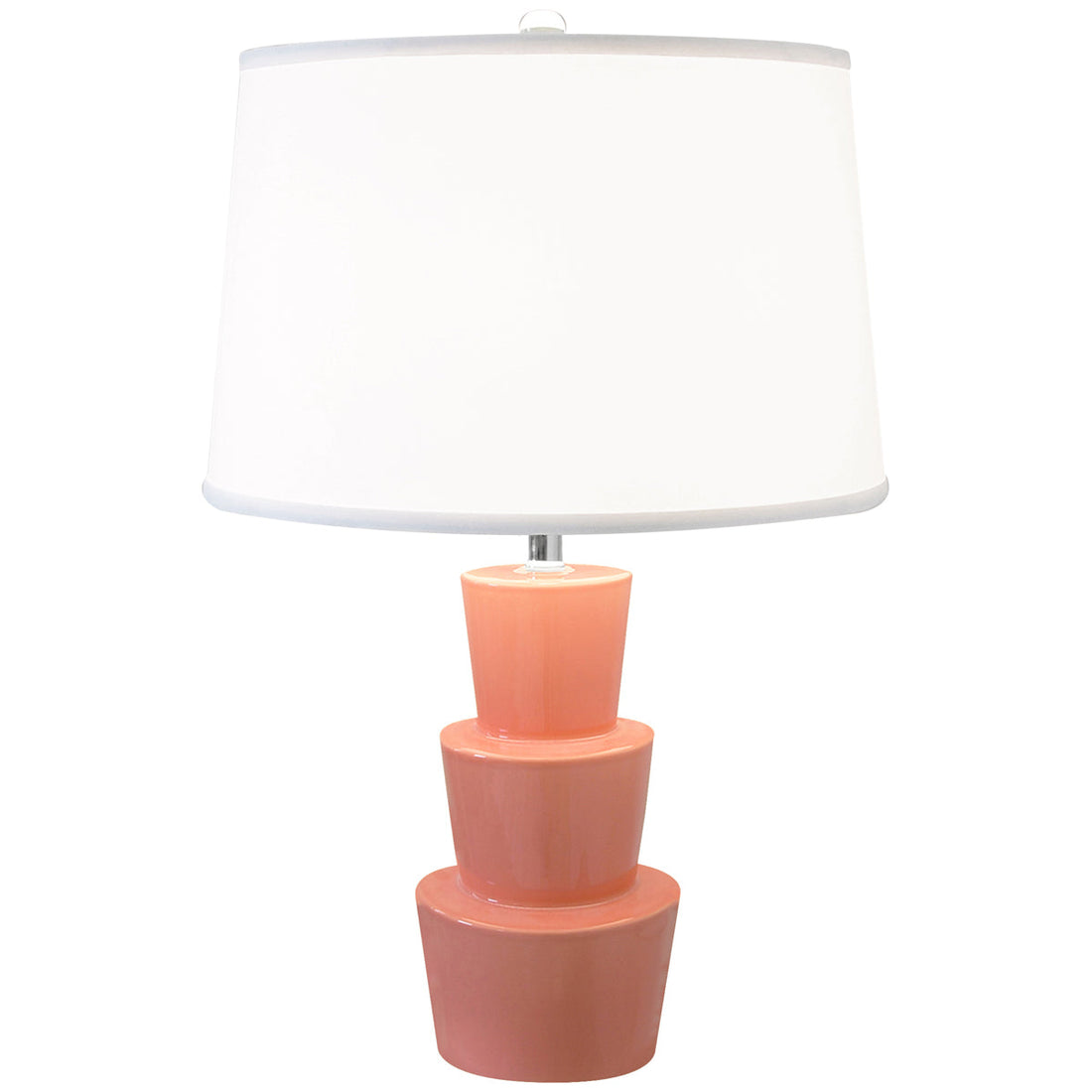 Worlds Away 3-Tier Ceramic Table Lamp with White Linen Shade