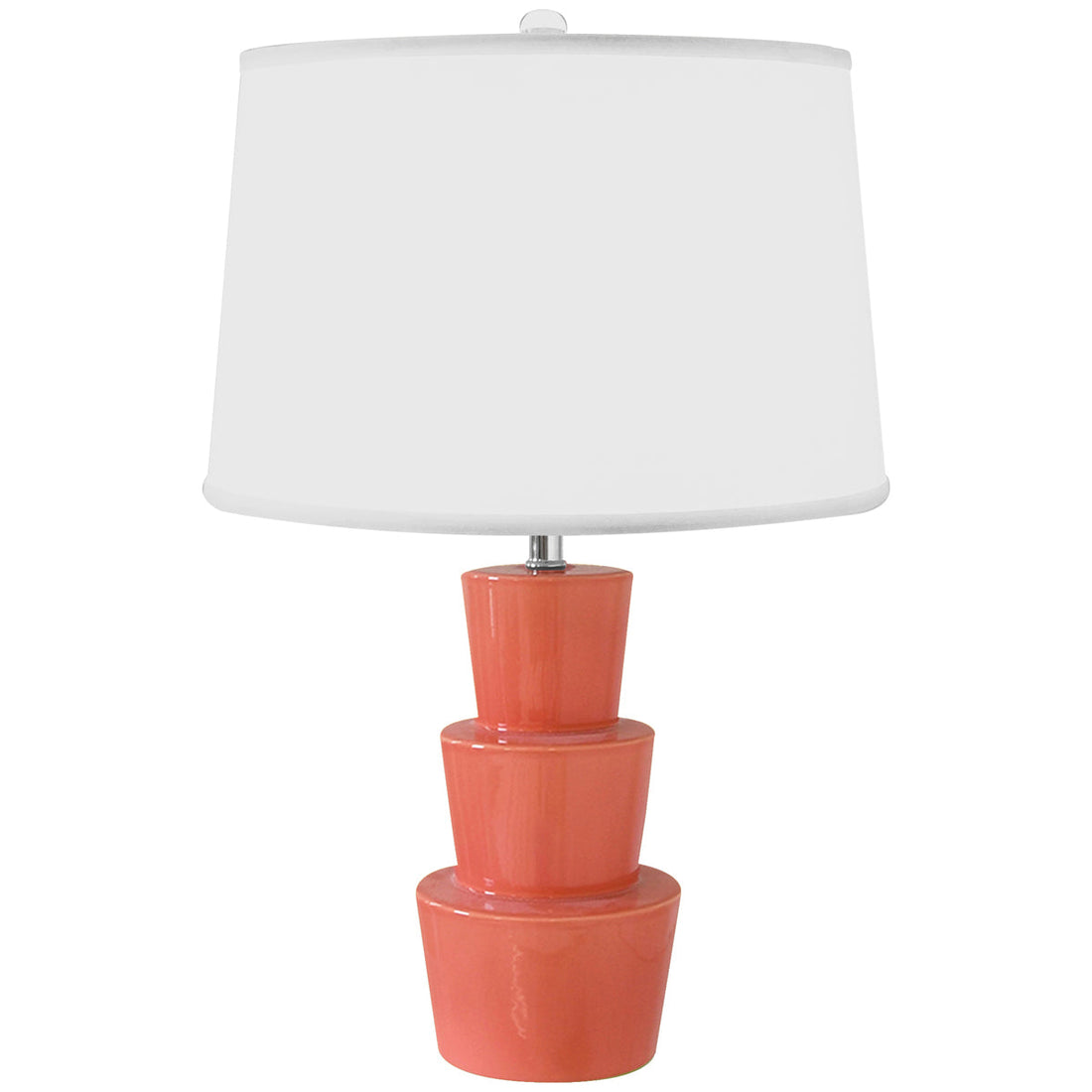 Worlds Away 3-Tier Ceramic Table Lamp with White Linen Shade