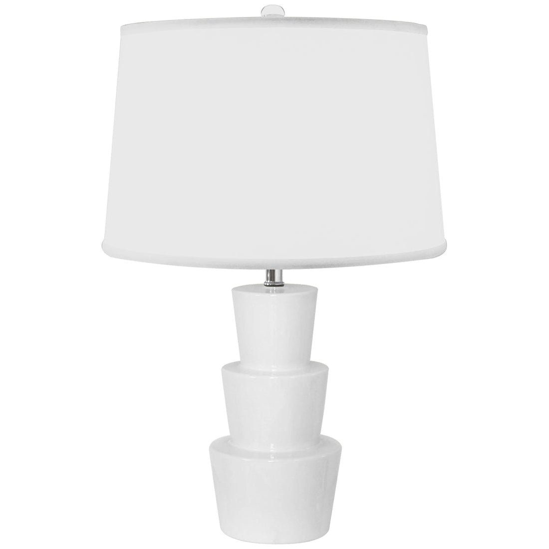 Worlds Away 3-Tier Ceramic Table Lamp with White Linen Shade