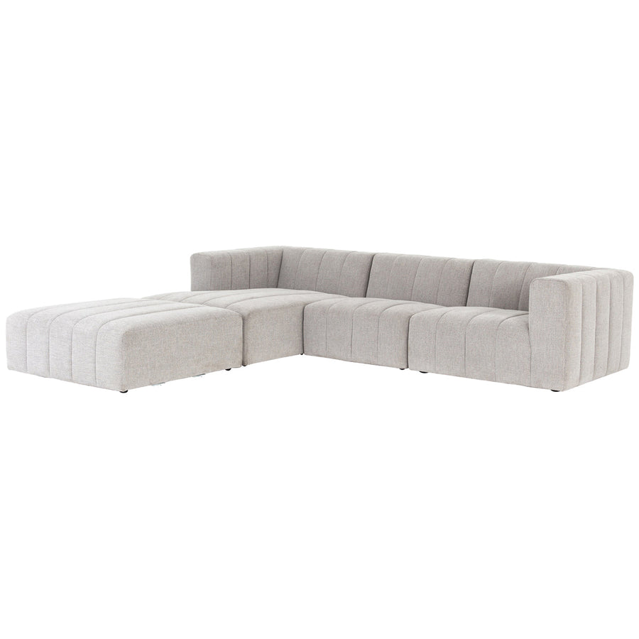 Four Hands Grayson Langham Channeled 3-Piece Sandstone Sectional with Ottoman