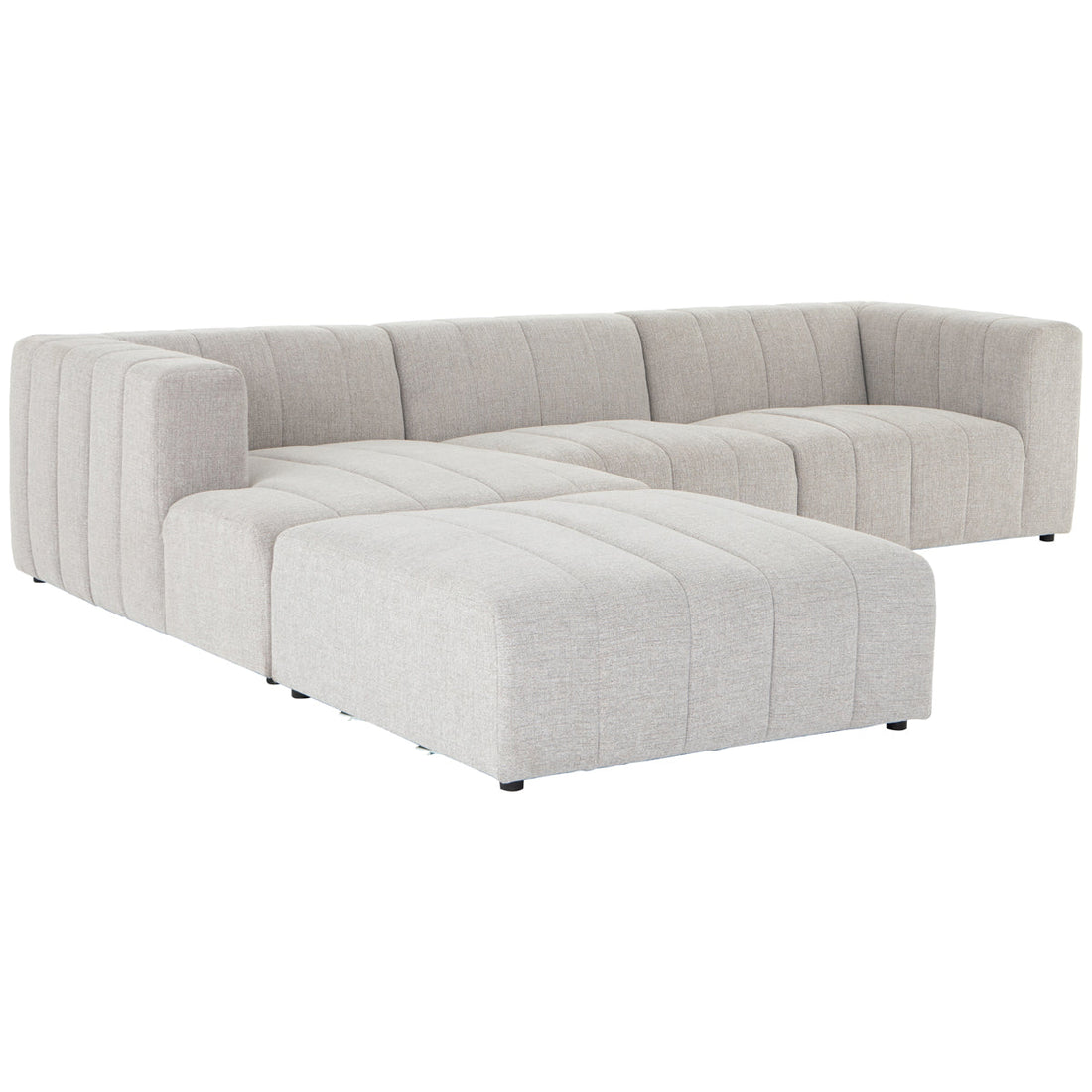 Four Hands Grayson Langham Channeled 3-Piece Sandstone Sectional with Ottoman