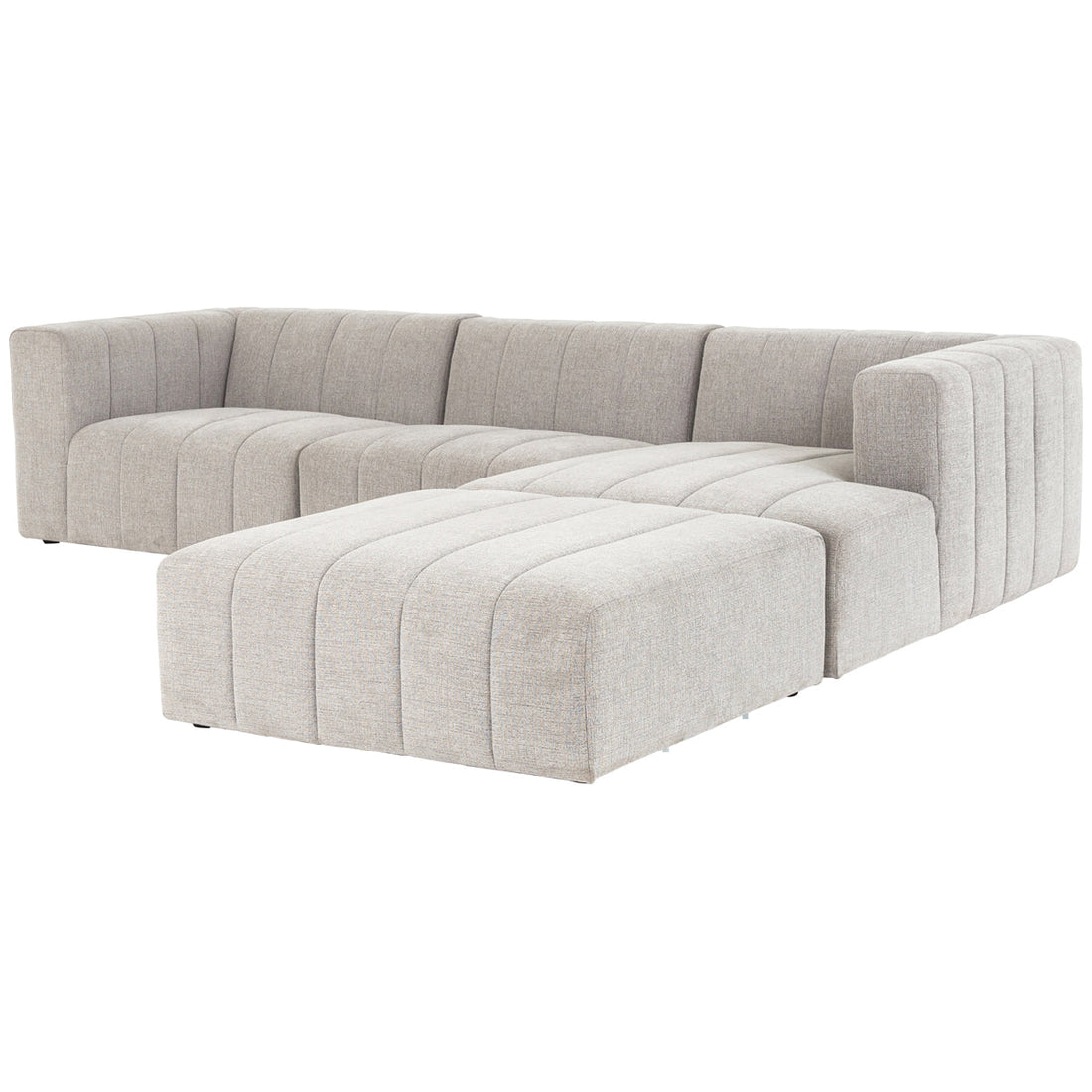 Four Hands Grayson Langham Channeled 3-Piece Sandstone Sectional with Ottoman