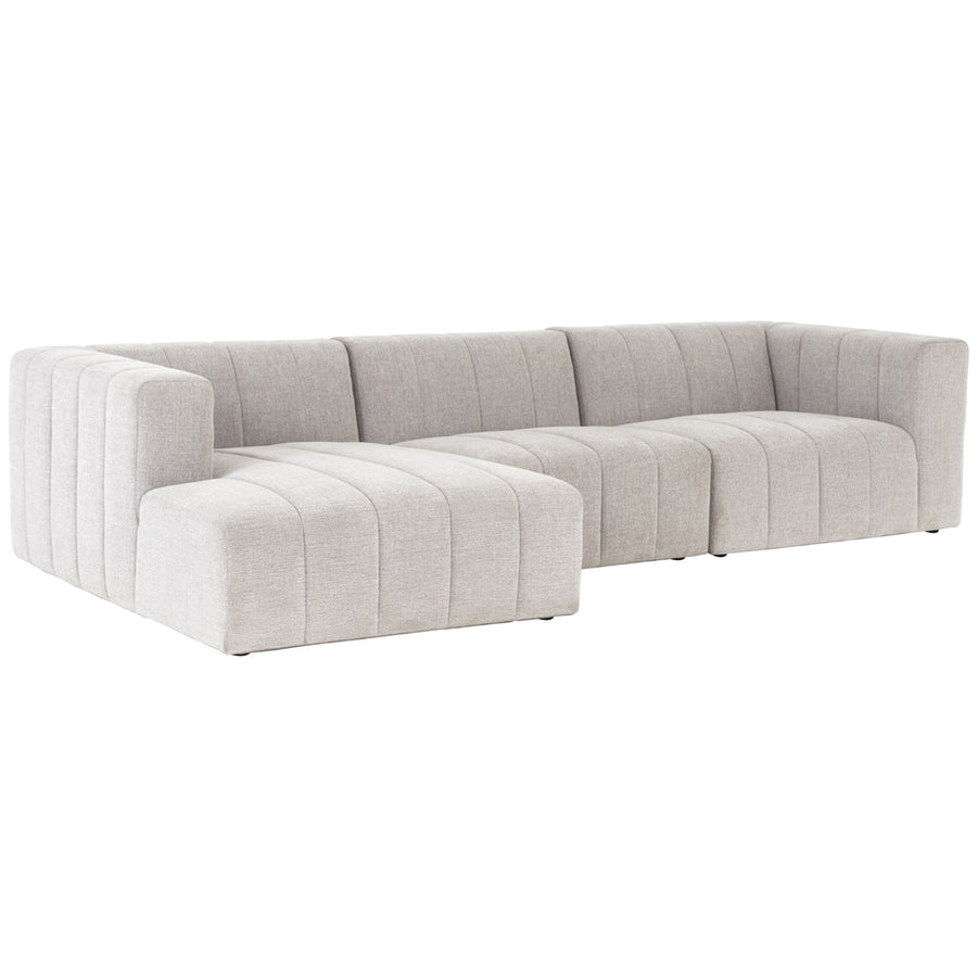 Four Hands Grayson Langham Channeled 3-Piece Sandstone Sectional with Ottoman