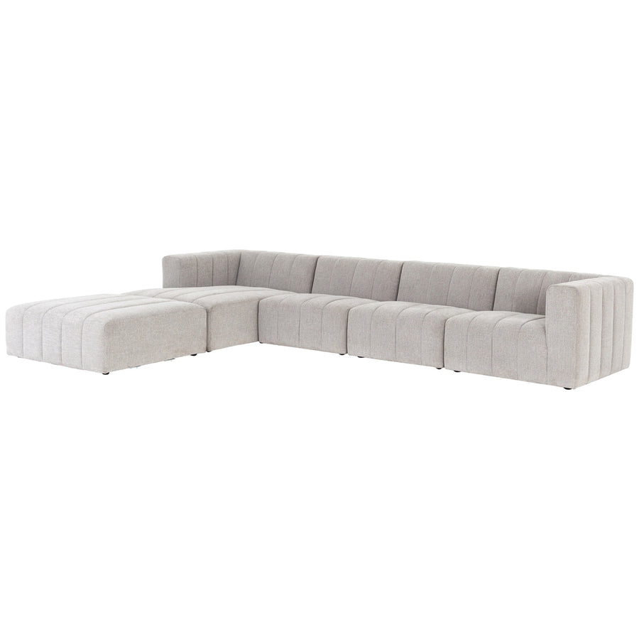 Four Hands Grayson Langham Channeled 4-Piece Sandstone Sectional with Ottoman