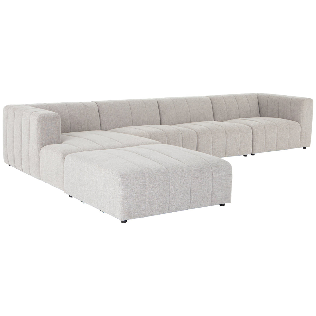 Four Hands Grayson Langham Channeled 4-Piece Sandstone Sectional with Ottoman