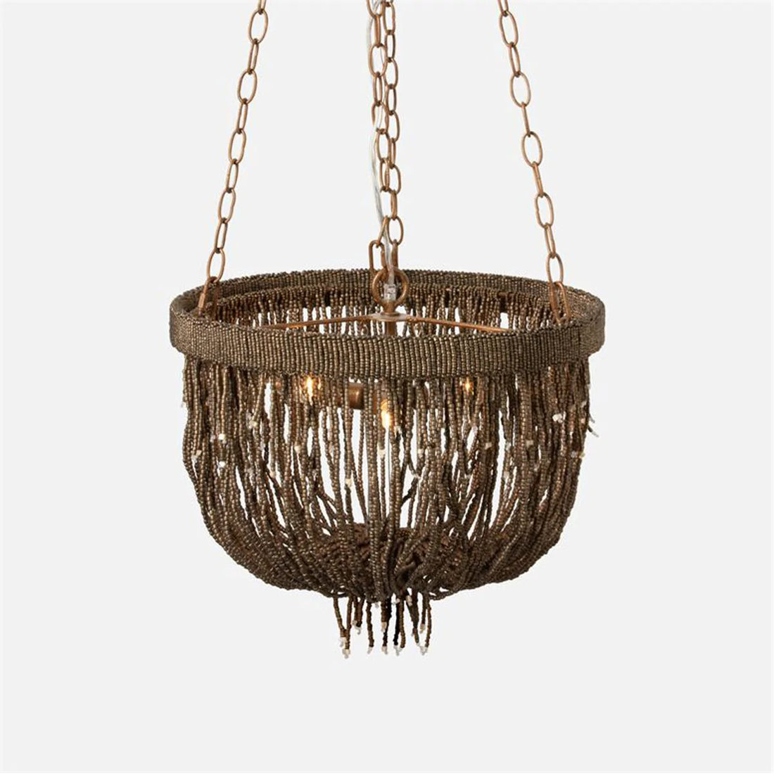 Made Goods Carmen Draped Coco Beads 3-Light Chandelier