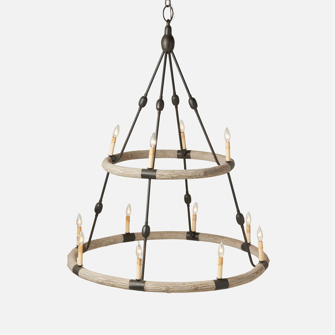 Made Goods Dean Faux Bois Circle 2-Tier 12-Light Chandelier