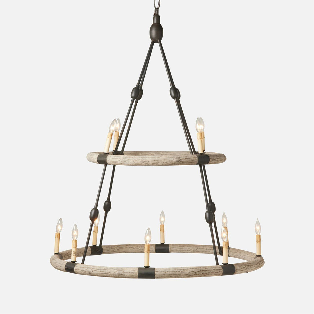 Made Goods Dean Faux Bois Circle 2-Tier 12-Light Chandelier