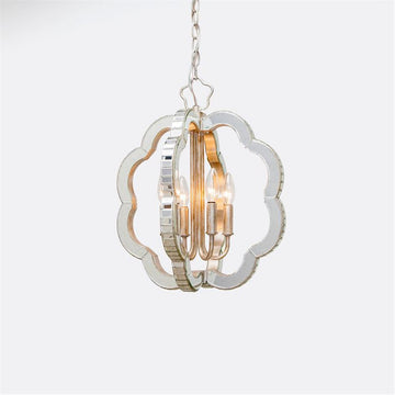 Made Goods Fiona Mirrored Flower Circle Lantern Chandelier