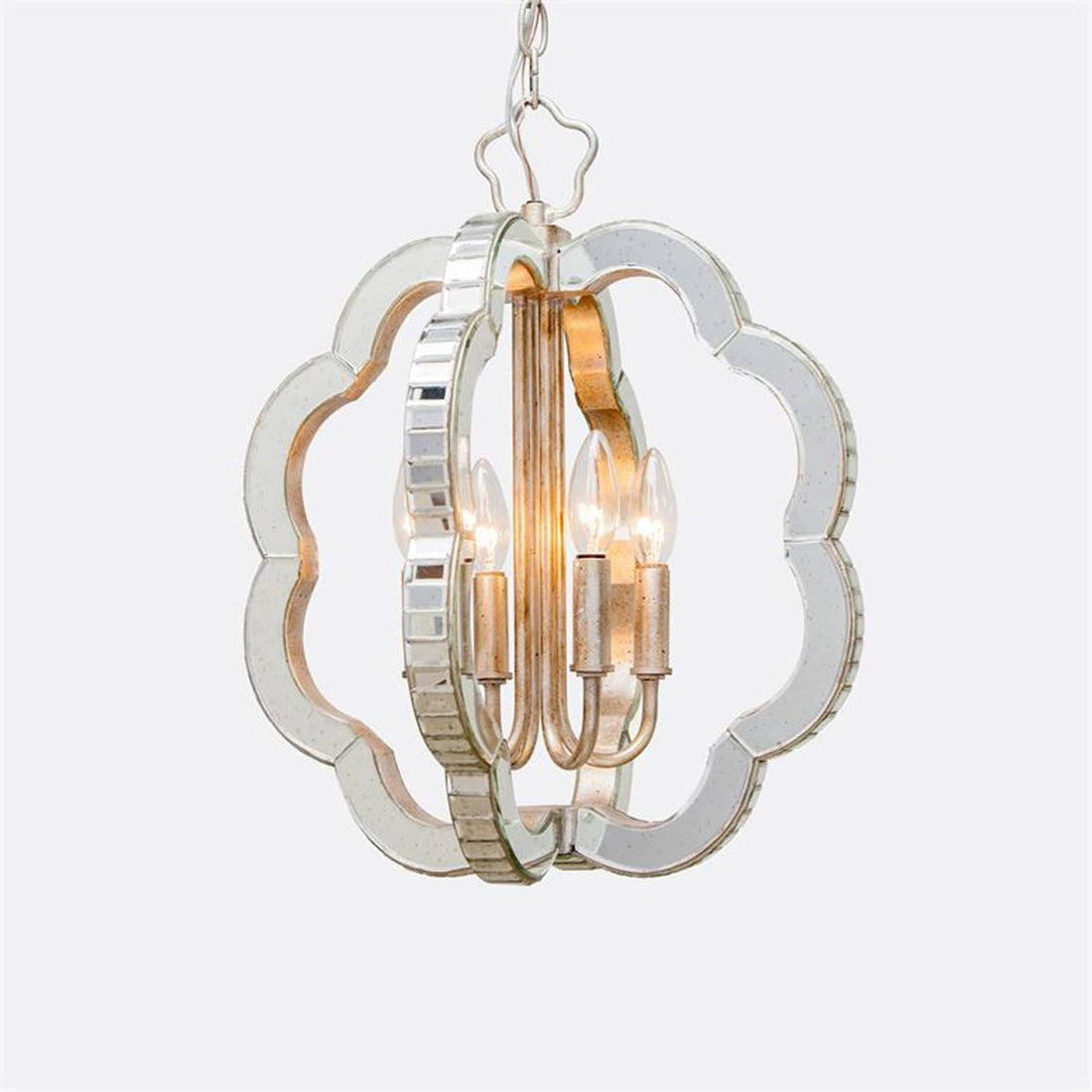 Made Goods Fiona Mirrored Flower Circle Lantern Chandelier