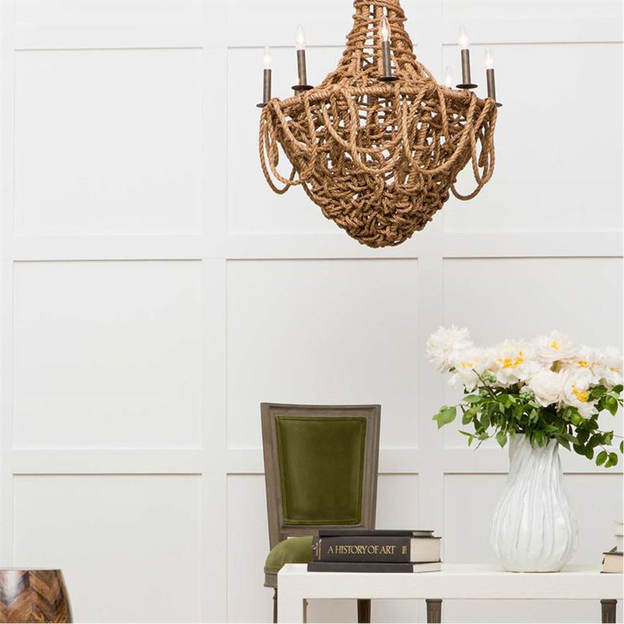 Made Goods Laszlo Abaca Rope 8-Light Chandelier