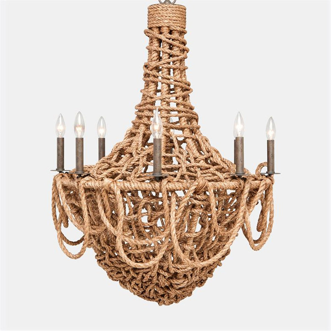 Made Goods Laszlo Abaca Rope 8-Light Chandelier