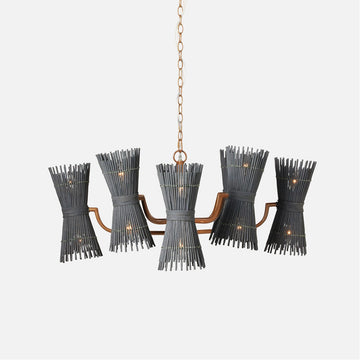 Made Goods Miko 16-Light Modern Rattan Spindle Chandelier