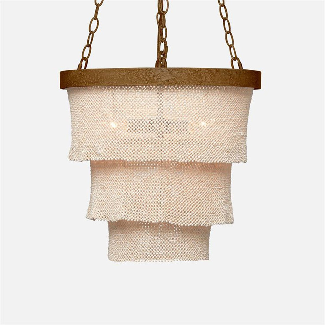 Made Goods Patricia Three-Tiered 3-Light Woven Coco Beads Chandelier