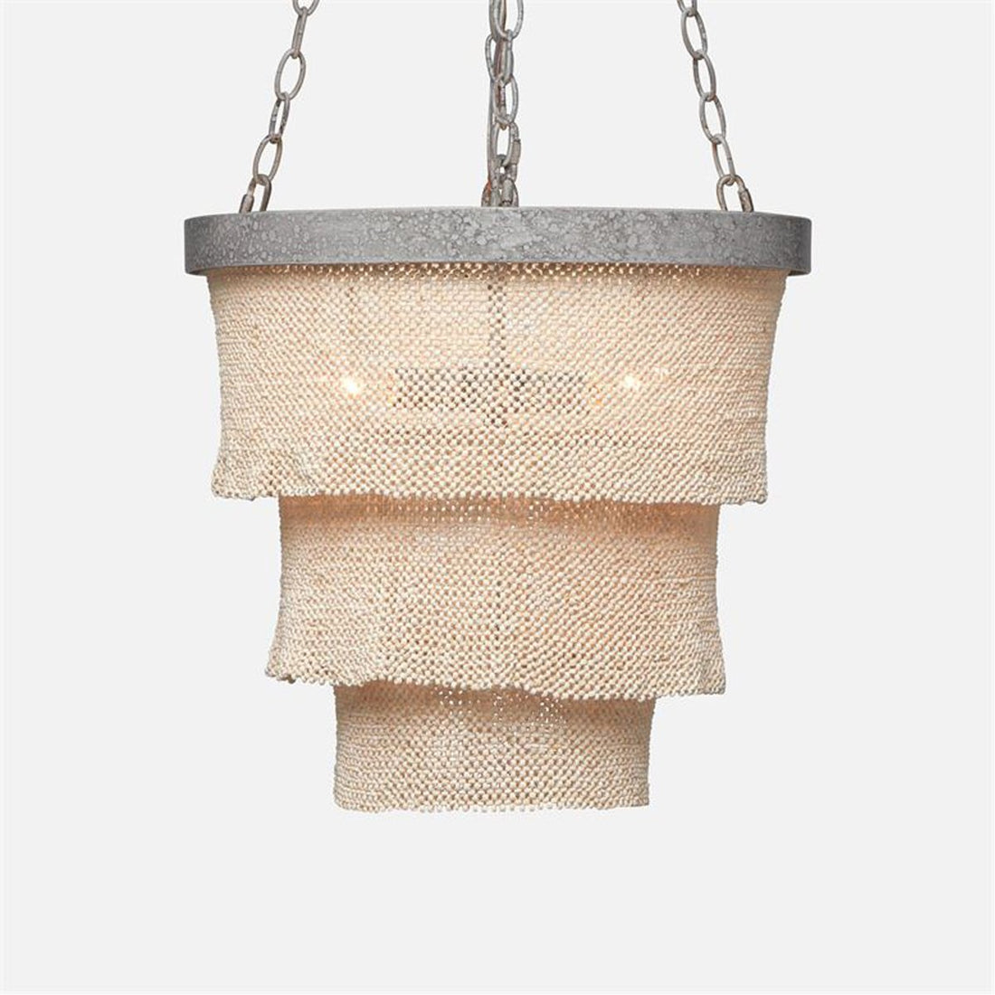 Made Goods Patricia Three-Tiered 3-Light Woven Coco Beads Chandelier