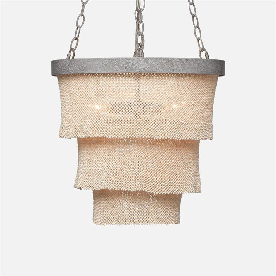 Made Goods Patricia Three-Tiered 3-Light Woven Coco Beads Chandelier