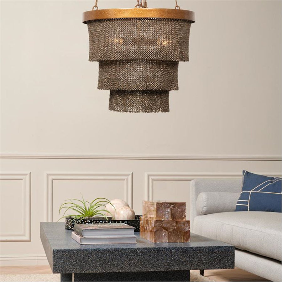 Made Goods Patricia Three-Tiered Woven Coco Beads Chandelier