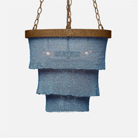 Made Goods Patricia Three-Tiered 3-Light Woven Coco Beads Chandelier