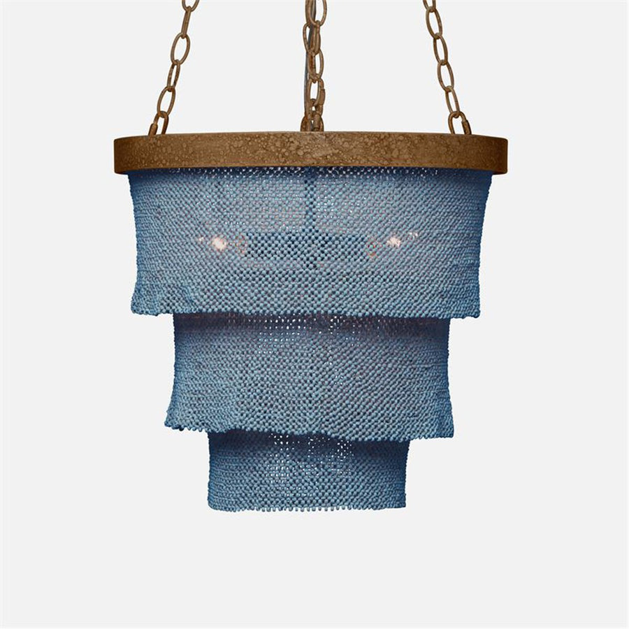 Made Goods Patricia Three-Tiered 3-Light Woven Coco Beads Chandelier