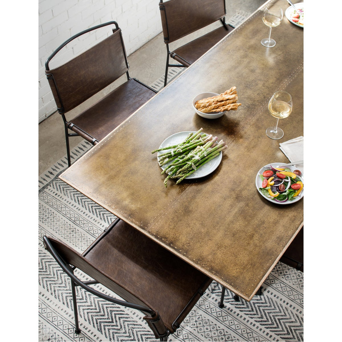 Four Hands Hughes Spider Dining Table - Bright Brass Clad