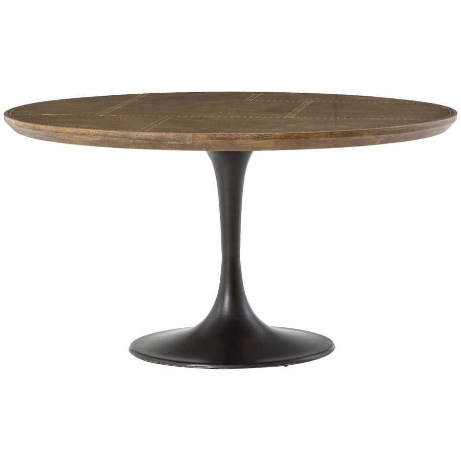 Four Hands Hughes Powell Dining Table - Bright Brass Clad