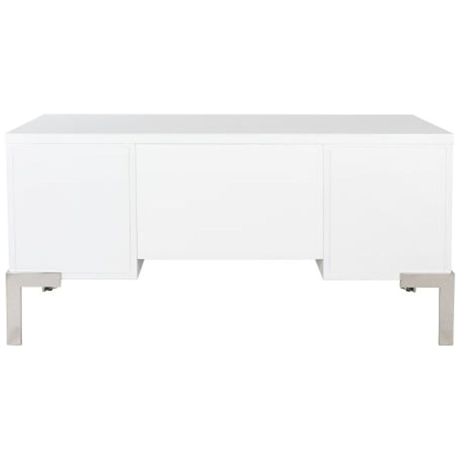 Worlds Away 4-Drawer Desk in White Lacquer