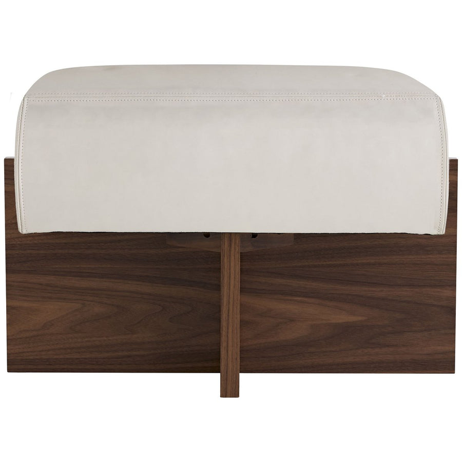 Arteriors Tuck Ottoman, Ivory Leather