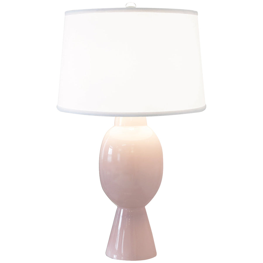 Worlds Away Tall Bulb Shape Ceramic Table Lamp with White Linen Shade