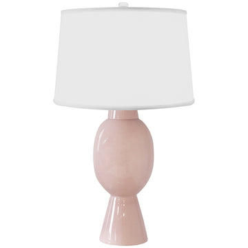 Worlds Away Tall Bulb Shape Ceramic Table Lamp with White Linen Shade