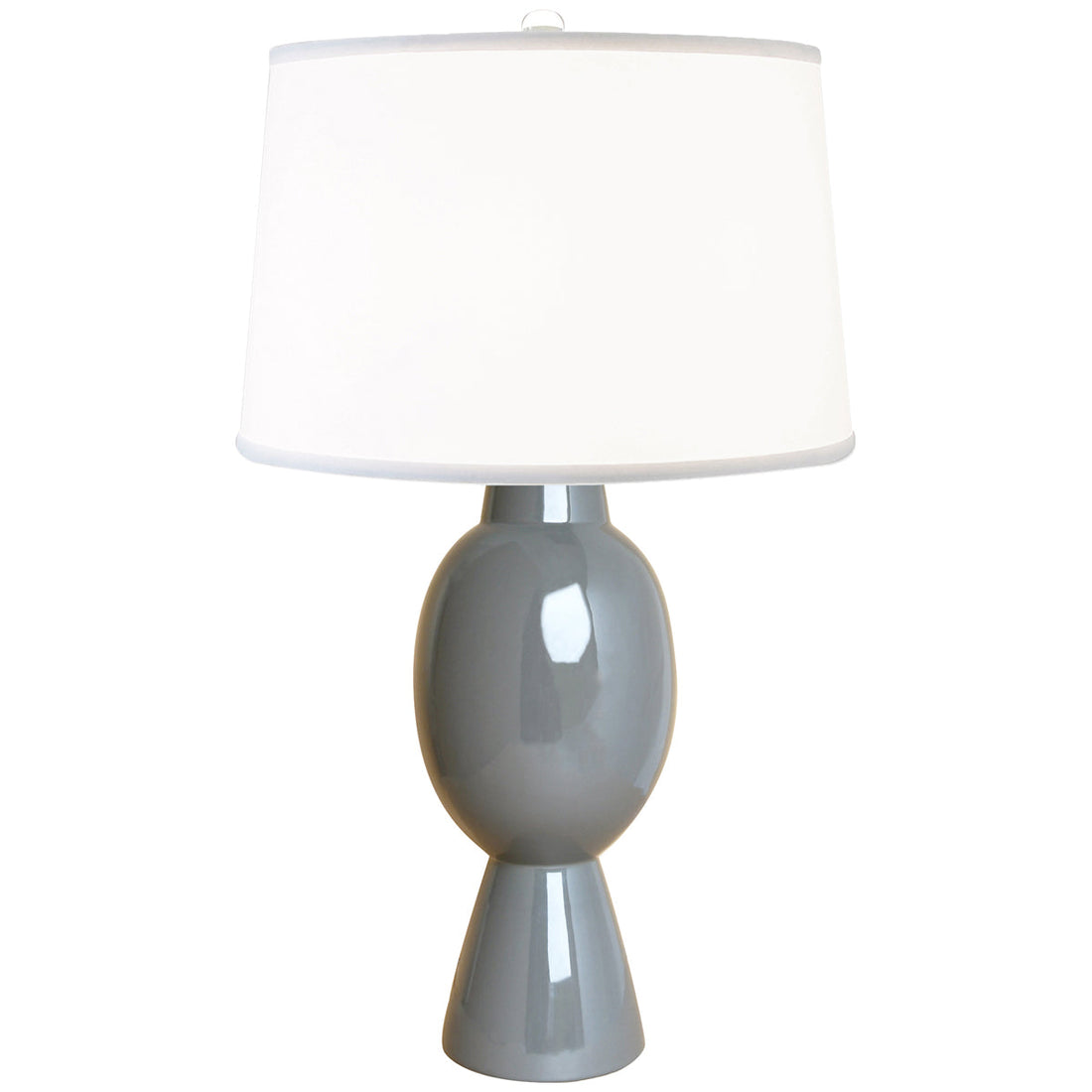 Worlds Away Tall Bulb Shape Ceramic Table Lamp with White Linen Shade