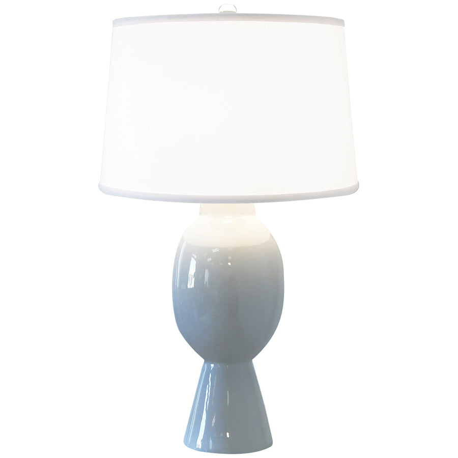 Worlds Away Tall Bulb Shape Ceramic Table Lamp with White Linen Shade