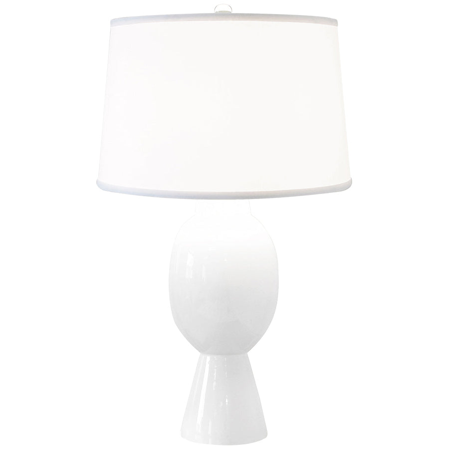 Worlds Away Tall Bulb Shape Ceramic Table Lamp with White Linen Shade