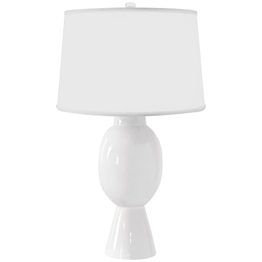 Worlds Away Tall Bulb Shape Ceramic Table Lamp with White Linen Shade