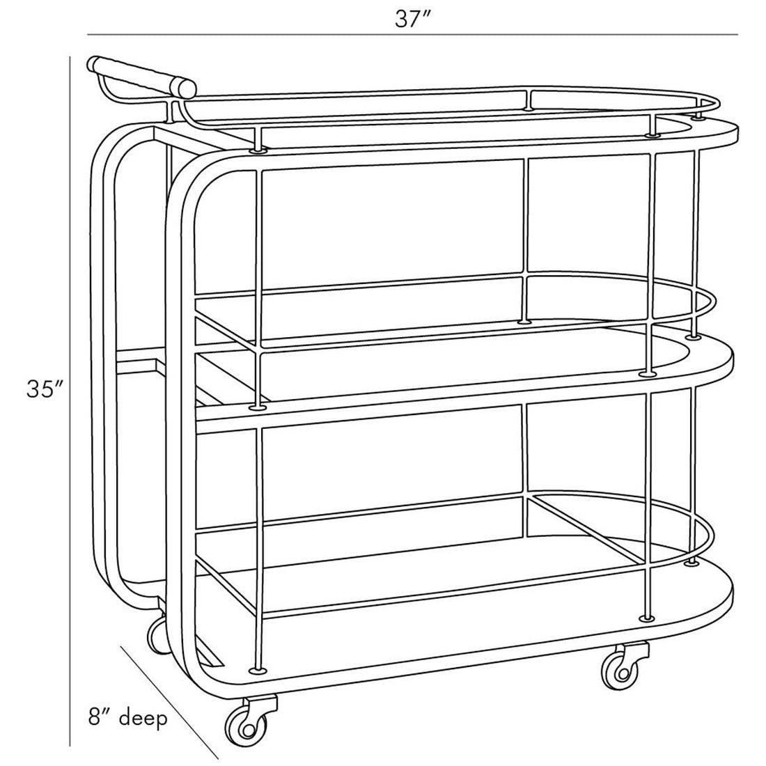 Arteriors The Beth Webb Brays Bar Cart