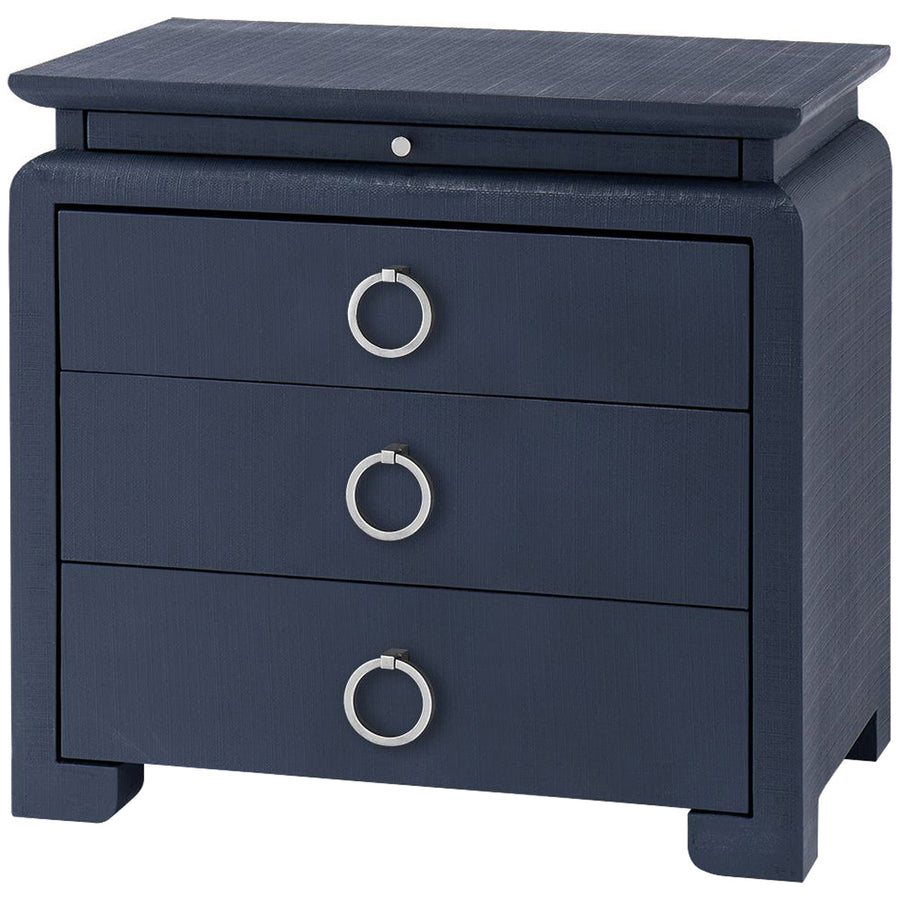 Villa & House Elina 3-Drawer Navy Side Table with Owen Pull